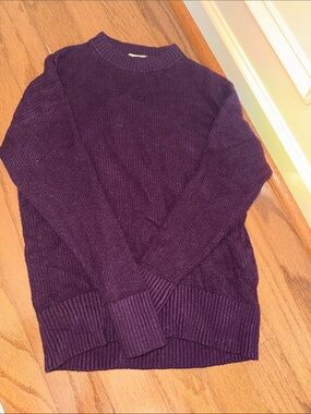 Fall Chic Academia Crewneck Sweater - Deep Purple XS